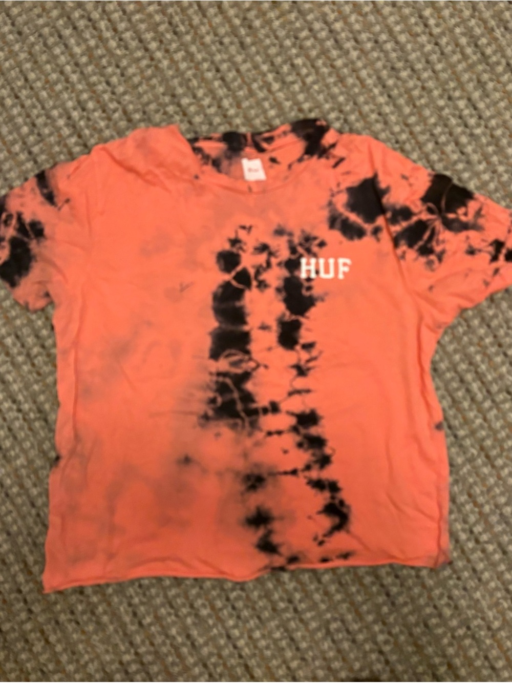 HUF Kids Orange & Black Tie-Dye Logo Tee